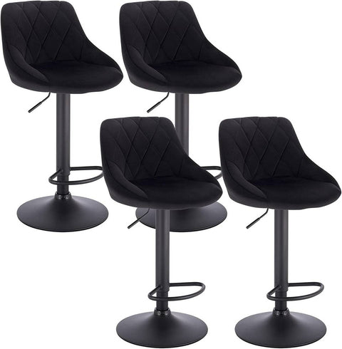 Rootz Velvet Bar Stools - Adjustable Counter Chairs - Swivel Barstools - Comfortable, Durable, Versatile - 84-106cm x 35cm x 38cm