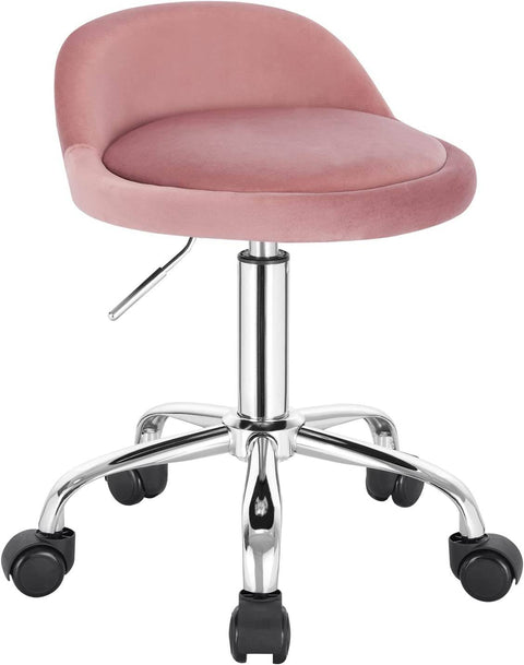 Rootz Velvet Office Stool - Adjustable Desk Chair - Rolling Task Chair - Comfortable, Flexible, Durable - 53cm-65.5cm x 30cm x 30cm