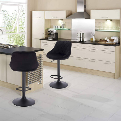 Rootz Velvet Bar Stools - Adjustable Counter Chairs - Swivel Barstools - Comfortable, Durable, Versatile - 84-106cm x 35cm x 38cm