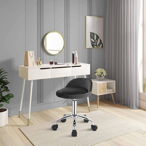 Rootz Velvet Office Stool - Adjustable Desk Chair - Swivel Seat - Ergonomic Design - 360-Degree Mobility - Height 53cm-65.5cm - Seat 30cm x 30cm