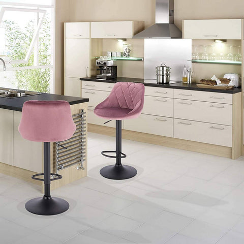 Rootz Velvet Bar Stools - Adjustable Counter Chairs - Swivel Barstools - Luxurious Comfort - Sturdy Design - Versatile Use - 84cm-106cm x 35cm x 38cm