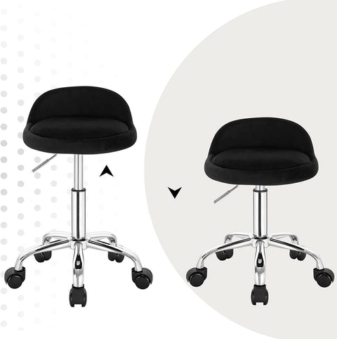 Rootz Adjustable Velvet Office Stool - Desk Chair - Swivel Stool - Stylish, Comfortable, Ergonomic - Height 53-65.5cm - Seat 30x30cm