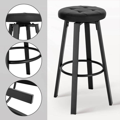 Rootz Swivel Bar Stool - Rotating Barstool - Counter Chair - Comfortable Faux Leather - 360-Degree Swivel - Durable Metal Frame - 35.5cm Seat Diameter x 76.5cm Height