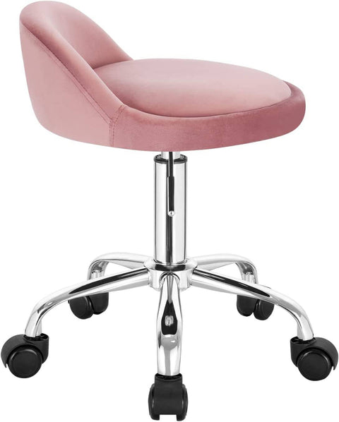 Rootz Velvet Office Stool - Adjustable Desk Chair - Rolling Task Chair - Comfortable, Flexible, Durable - 53cm-65.5cm x 30cm x 30cm
