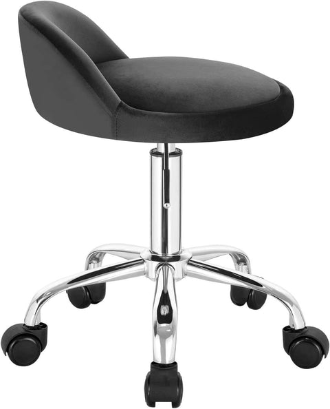 Rootz Adjustable Velvet Office Stool - Desk Chair - Swivel Stool - Stylish, Comfortable, Ergonomic - Height 53-65.5cm, Seat 30x30cm, Base 44cm