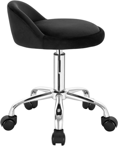 Rootz Adjustable Velvet Office Stool - Desk Chair - Swivel Stool - Stylish, Comfortable, Ergonomic - Height 53-65.5cm - Seat 30x30cm