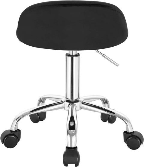 Rootz Adjustable Velvet Office Stool - Desk Chair - Swivel Stool - Stylish, Comfortable, Ergonomic - Height 53-65.5cm - Seat 30x30cm