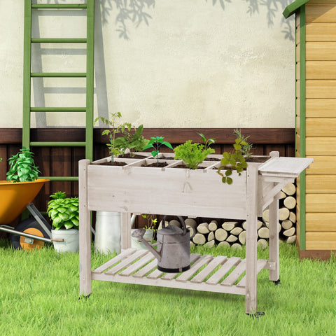 Rootz Elevated Planter Bed on Rolls - Shelf - Foldable Table - No Bending, Easy Garden Move - 123cm x 54cm x 87cm