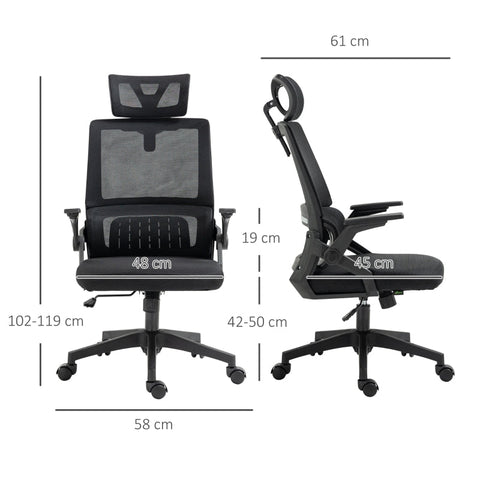 Rootz Vinsetto Office Chair - Ergonomic Chair - Adjustable Chair - Lumbar Support - Tilt Function - 58cm x 61cm x 102-119cm