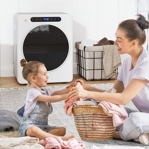 Rootz Tumble Dryer - Compact Dryer - Mini Dryer - Touch Control - 49cm x 43cm x 61cm - 6 Programs, 4kg Capacity, White