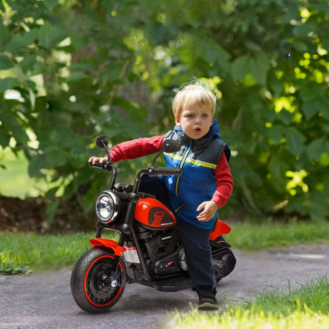 Rootz Kids Electric Motorcycle - Red+Black - Ride-On Toy - Headlight - Training Wheels - Develops Hand-Eye Coordination - 76cm x 42cm x 57cm