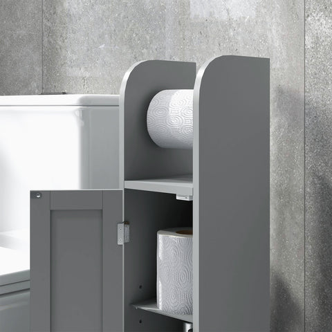 Rootz Bathroom Furniture Toilet Paper Holder - Storage Cabinet - Organizer - Space-Saving Design - 20 x 20 x 80 cm Grey
