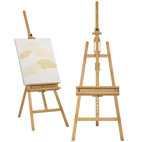 Rootz Beech Wood Easel - Adjustable Height - Painter's Easel - Wedding Sign Stand - Stable Tripod Design - 65cm x 110cm x 180-235cm