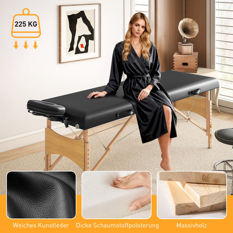 Rootz Height-Adjustable Massage Table - Portable Spa Bed - Foldable Therapy Table - Foam Comfort - 185cm x 70cm