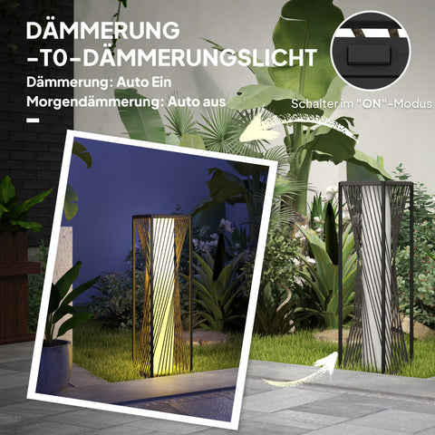 Rootz Solar Floor Lamp - Boho-Style Outdoor Lantern - Rattan Garden Light - Auto On/Off - 22x22x77cm - IP44 Waterproof