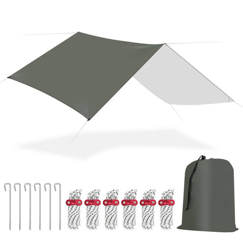 Rootz Tent Tarpaulin - Protective Shelter - Outdoor Canopy - Waterproof & UPF 50+ - Grey - 300cm x 400cm