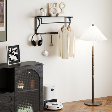 Rootz Wall-Mounted Clothes Rack - Coat Hooks - Versatile Organizer - Industrial Design - 70cm x 25cm x 35.4cm - Grey