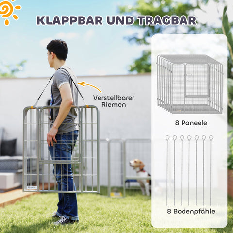 Rootz Pet Enclosure - Dog Fence - Pet Playground - Flexibly Customizable - Stainless Steel - 160x160x80cm