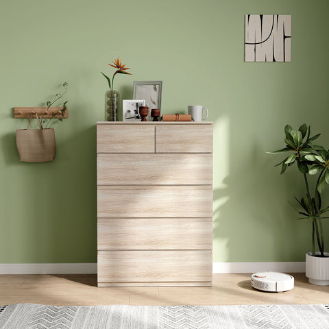 Rootz 6 Drawer Cabinet - Storage Unit - Minimalist Chest - Brown - Spacious Storage - 80cm x 39cm x 115cm
