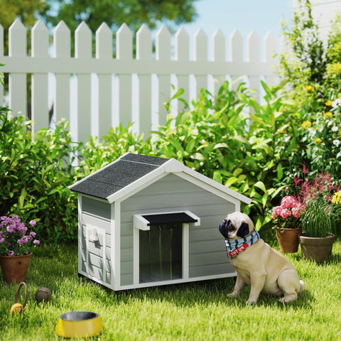 Rootz Solid Wood Dog House - Free Dog House - Pet Shelter - All-Weather Safety - 95cm x 68cm x 76cm