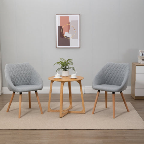 Rootz Set of 2 Scandinavian Dining Chairs - Visitor Chairs - Linen Upholstered - Optimal Comfort - 60cm x 56cm x 79cm