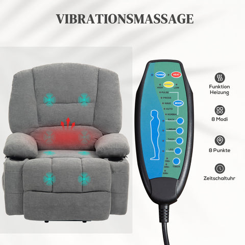 Rootz Electric Relax Chair - Massage Chair - Stand-Up Aid - Heat Functions - 97cm x 90cm x 102cm - Offers Comfort & Mobility
