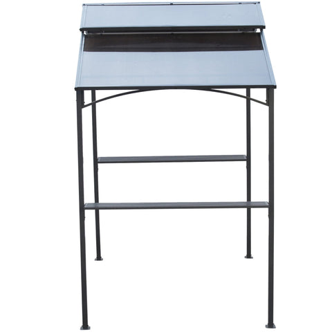 Rootz Barbecue Pavilion with Flame Protection Roof - BBQ Shelter - Outdoor Grill Gazebo - UV Protected - Rainproof - Double Roof Ventilation - 240cm x 150cm x 250cm - Steel & PC - Black + Brown