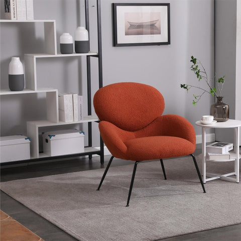 Rootz Teddy Velvet Dressing Chair - Comfy Seating - Modern Armchair - High-Density Foam - 74.1cm x 77.9cm x 81cm - Easy Assembly Orange