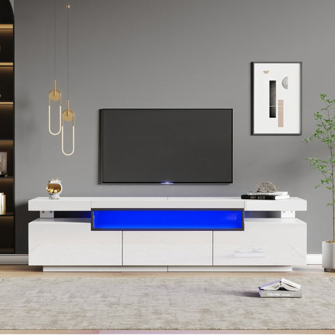 Rootz High-Gloss TV Cabinet - Media Console - Entertainment Center - LED Lighting - 160cm x 39cm x 42cm