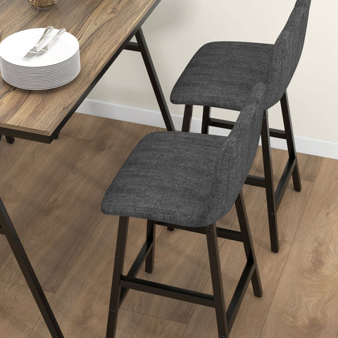 Rootz 5-Piece Bar Table Set - Dining Set - Pub Table and Chairs - Industrial Design - Space-saving - Dark Gray - 120cm x 60cm x 91cm