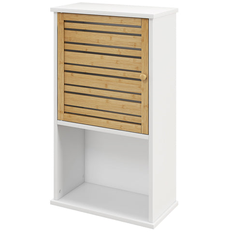 Rootz Wall Shelf with Bamboo Door - Bathroom Storage - Space Saver Cabinet - Optimize Space - 40b x 20t x 70H cm