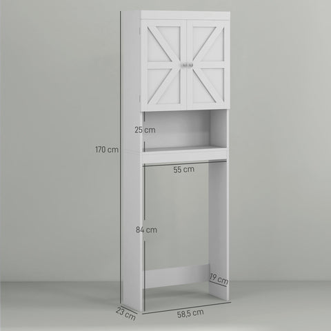 Rootz Toilet Cabinet - Bathroom Storage - Shelving Unit - Space-Saving Design - 58.5L x 23B x 170H cm