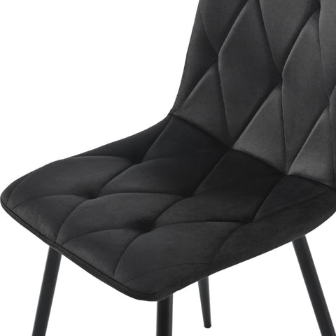 Rootz Black Velvet Dining Chairs Set - Luxurious Seating - Padded Comfort - Modern Design - 45cm x 40cm x 86cm