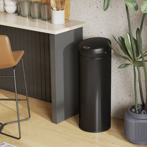 Rootz 50L Sensor Waste Bin - Automatic Trash Can - Touch-Free Bin - Soft-Close Function - Black Stainless Steel