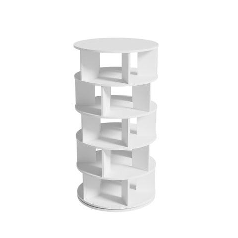 Rootz Rotating Shoe Rack - 5-Tier Organizer - Space-Saving Shelf - Easy Assembly - 115x60x60 cm White
