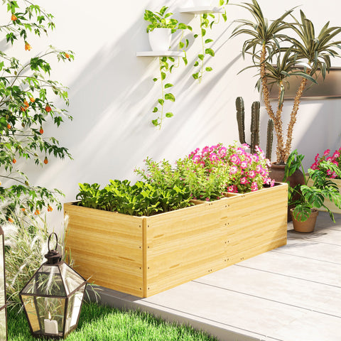 Rootz Wooden Raised Bed - Plant Bed - Garden Planter - Promotes Healthy Root Growth - 3 Planting Zones - 140 x 60 x 40 cm