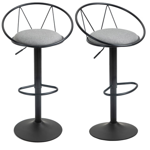 Rootz 2 Piece Set Bar Stools - Height Adjustable - Swivel Seats - Comfortable Design - 51cm x 46cm x 78-100cm