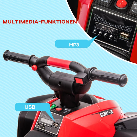 Rootz Electric Children's Quad - Kids ATV - Ride-On Car - LED Headlights - Ergonomic Seat - USB MP3 Player - Ages 3-8 - 83cm x 53cm x 55.5cm