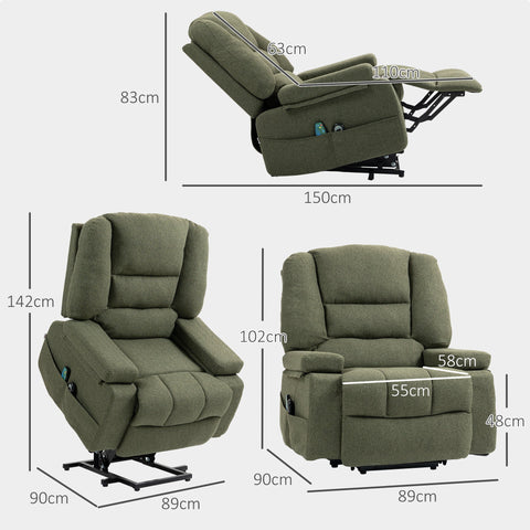 Rootz Electric Recliner Chair - Massage Armchair - Heated Seat - Remote Control - 89x90x102cm - Comfort Relaxation
