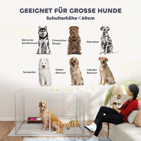 Rootz Pet Enclosure Dog Fence - Pet Playground - Customizable - Stainless Steel - 160x160x100 cm Square - 240x80x100 cm Rectangular