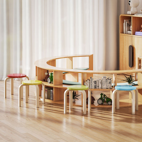 Rootz 4 Stack Set Stools - Colorful Kitchen Chairs - Birch Plywood Seating - Stable & Secure - 36cm x 36cm x 30cm