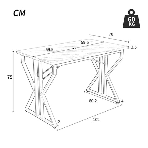 Rootz Dining Table - Marbled Table - Luxurious Dining Table - Adjustable Stability - 119L x 70W x 75H cm
