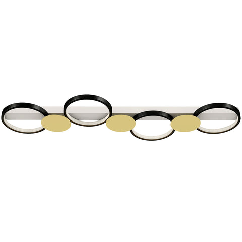 Rootz LED Ceiling Light - Living Room Lamp - Flush Mount Fixture - Remote Dimming - Modern Black + Gold - 100x31x7cm - 38W 1500LM 3000K-6500K