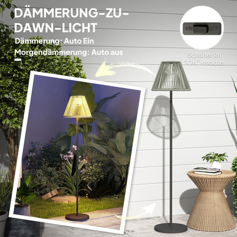 Rootz Rattan Solar Lamp - Boho Garden Light - Outdoor Solar Lantern - Warm White Light - Ø33 x 135cm