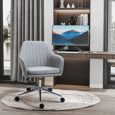 Rootz Ergonomic Office Chair - Adjustable Swivel Chair - Contemporary Linen Seating - Comfort & Style - 61cm x 59cm x 86-96cm