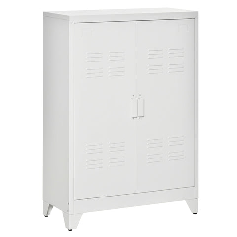Rootz Filing Cabinet - Metal Storage Cabinet - Multi-Purpose Organizer - Durable & Ventilated - White - 75 x 33 x 110 cm