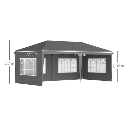 Rootz Pavilion Pop-up Foldable Tent - Reception Tent - Marquee Canopy - Weather-Resistant - 585cm x 295cm x 270cm