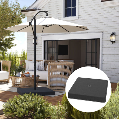Rootz Parasol Stand Base Weights - Waterproof - Fillable Sand Holders - Durable & UV-Resistant - 89cm x 89cm x 10.5cm - Black