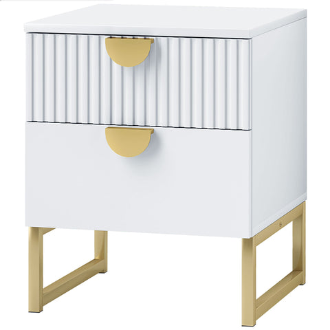 Rootz Bedside Table - Night Dresser - Side Table - Elegant Gold Handles - Space-Saving Design - 40 x 40 x 50 cm