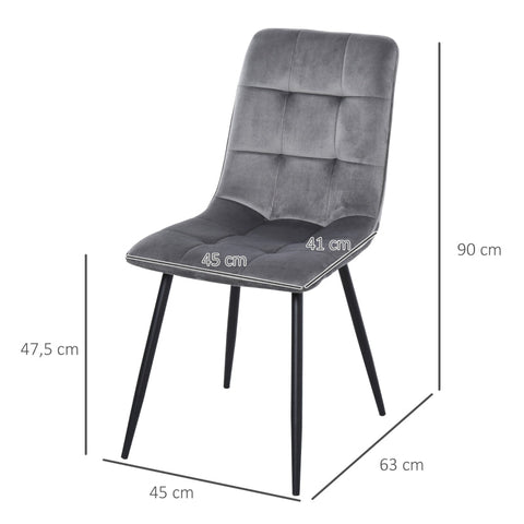 Rootz 4 Piece Dining Chair Set - Dining Seats - High Backrest Chairs - Maximum Comfort with Thick Padding - 45W x 63D x 90H cm